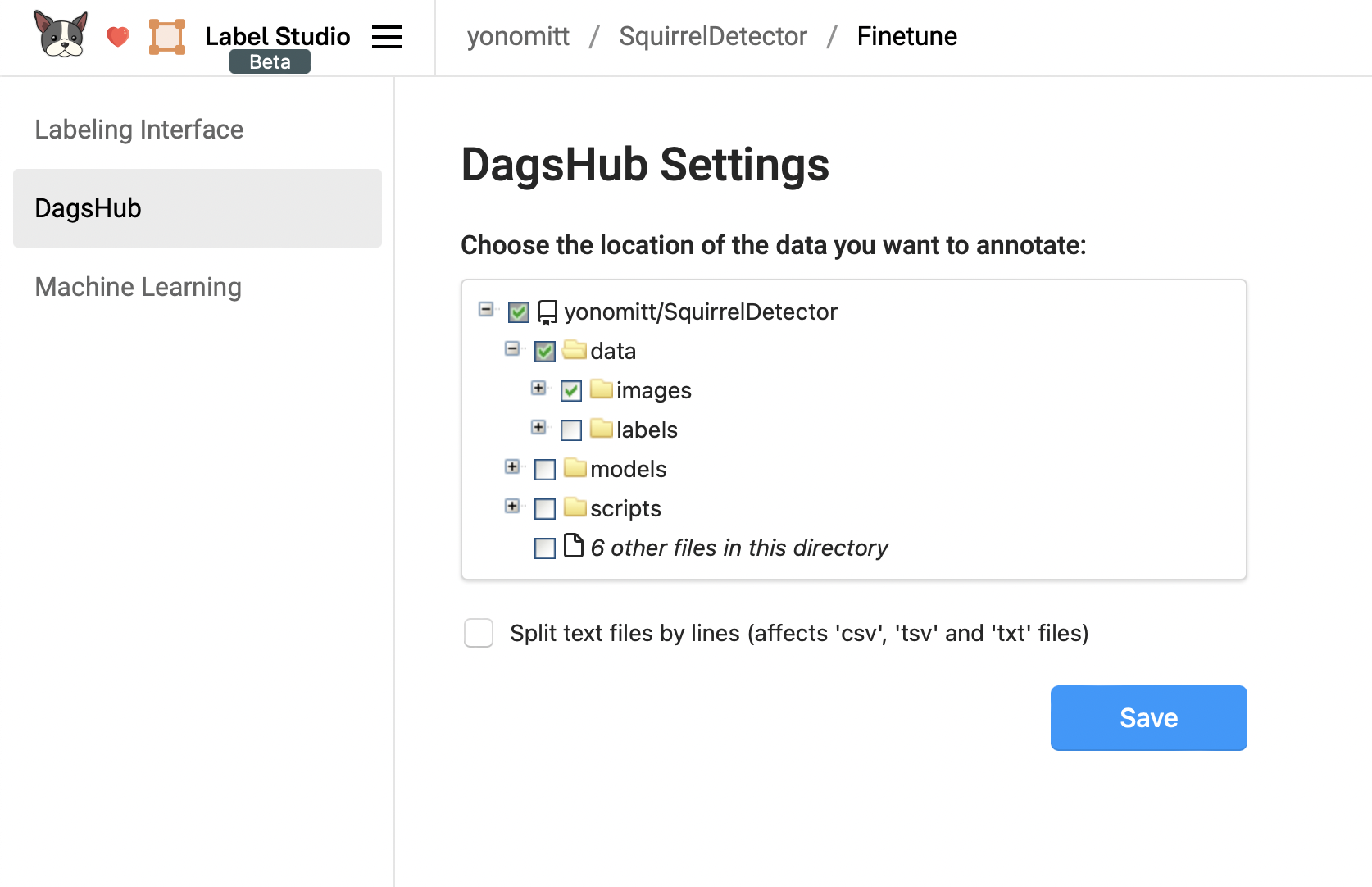 Selecting Only Images When Starting a Project