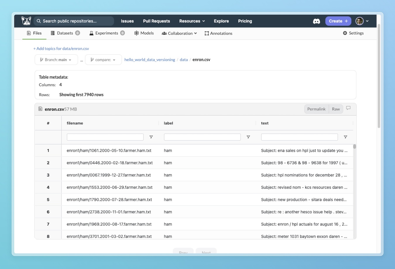 Project Data Preview
